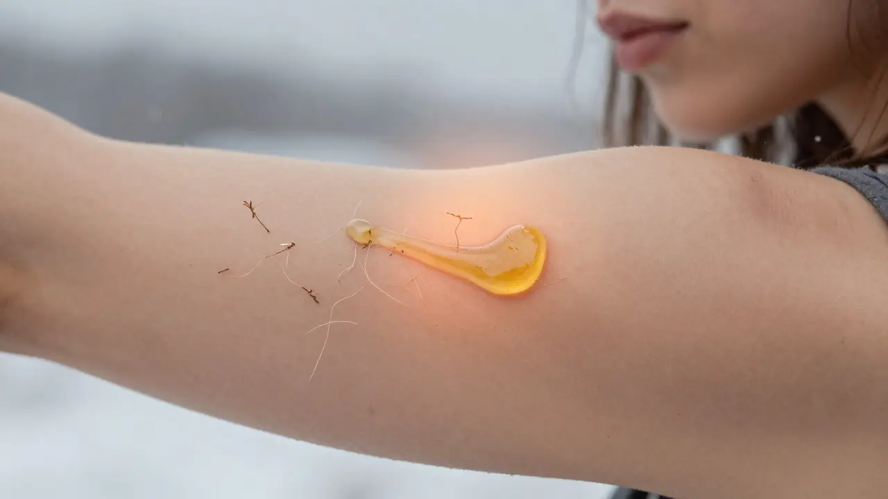 CBD mast se vstřebává do suché kůže na lokti, poskytující klid a obnovu.