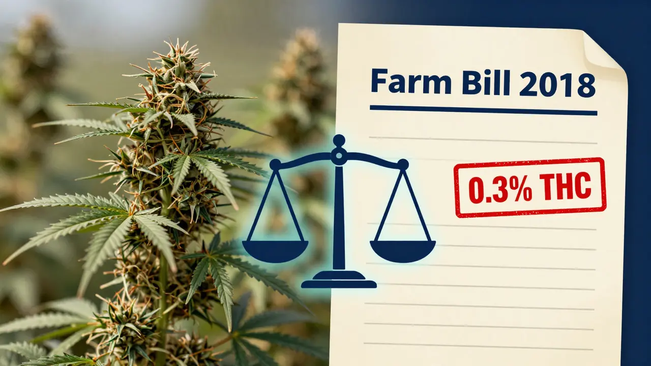 Ilustrace zákona Farm Bill 2018 oddělující konopí od marihuany podle obsahu THC