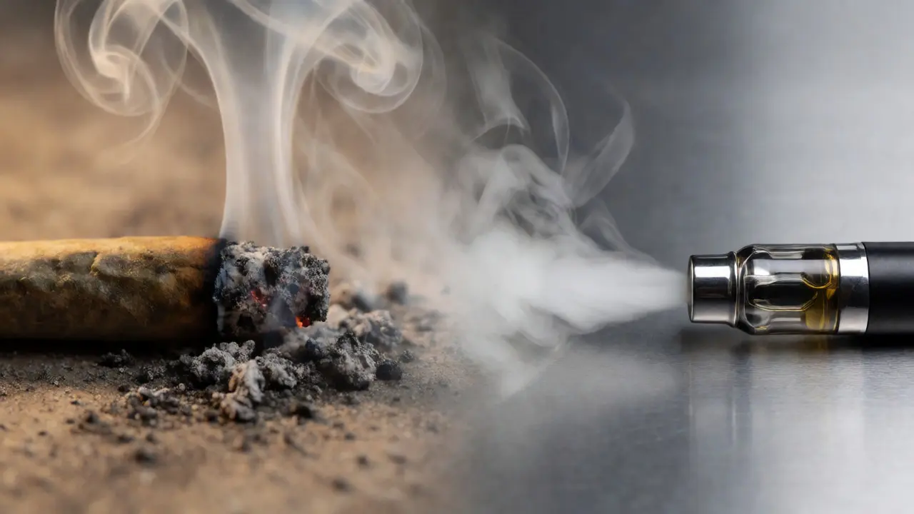 Porovnání kouře z hořícího jointu s čistou párou z vape pera