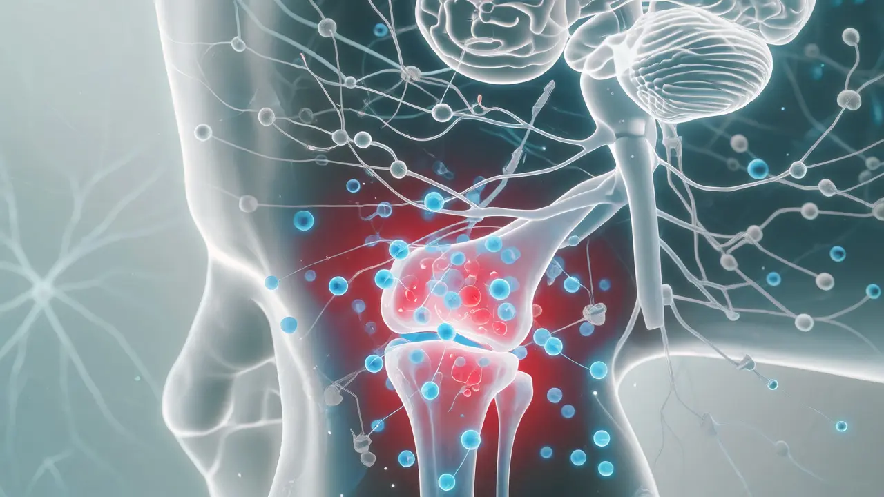 3D vizualizace interakce CBD s receptory v kloubu