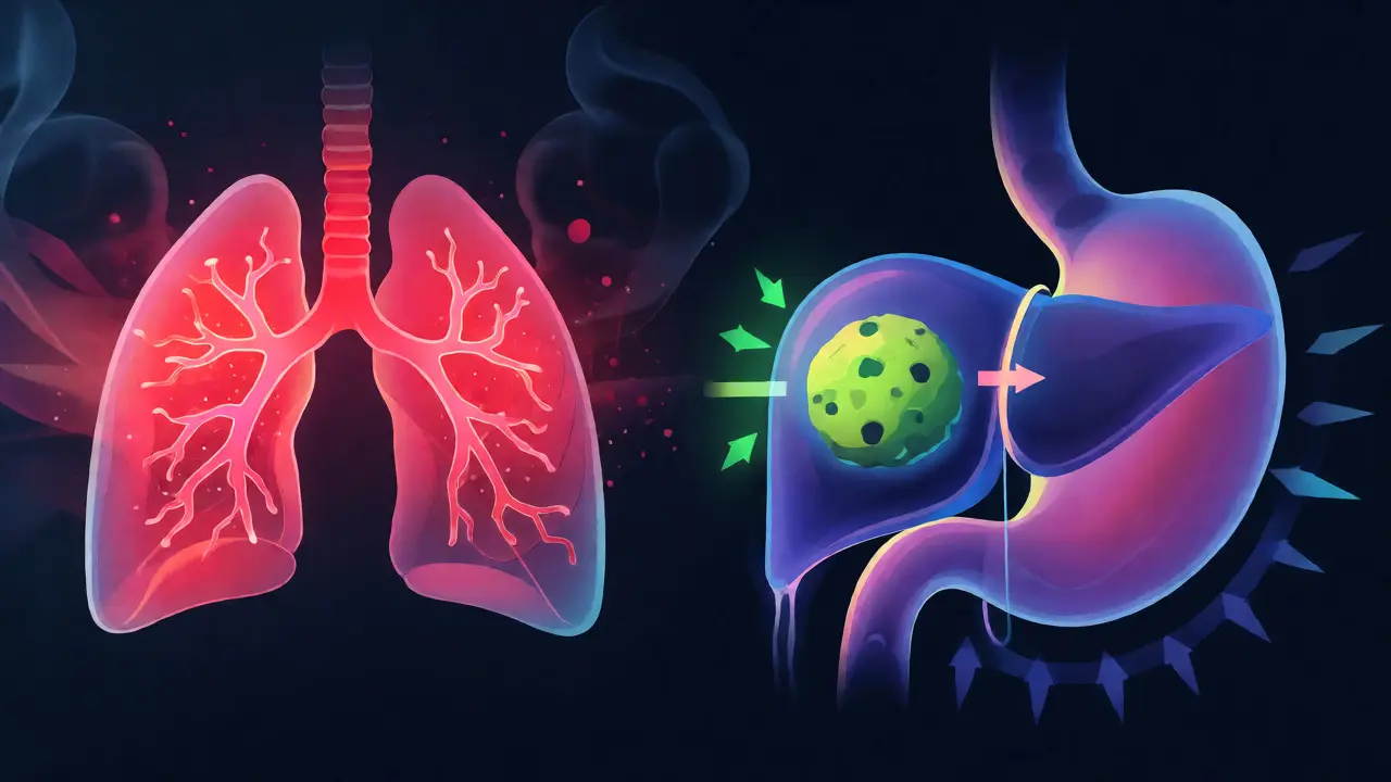 Ilustrace rozdílu mezi absorpcí při kouření a požití ediblu